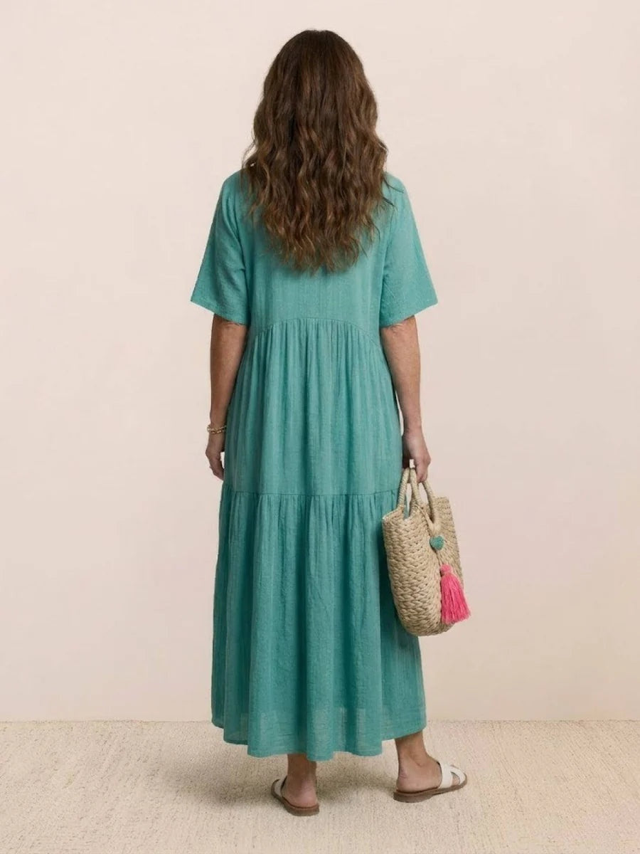 Esperanza | Vestido Largo Fiesta Escote V Volantes
