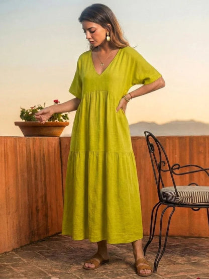 Esperanza | Vestido Largo Fiesta Escote V Volantes