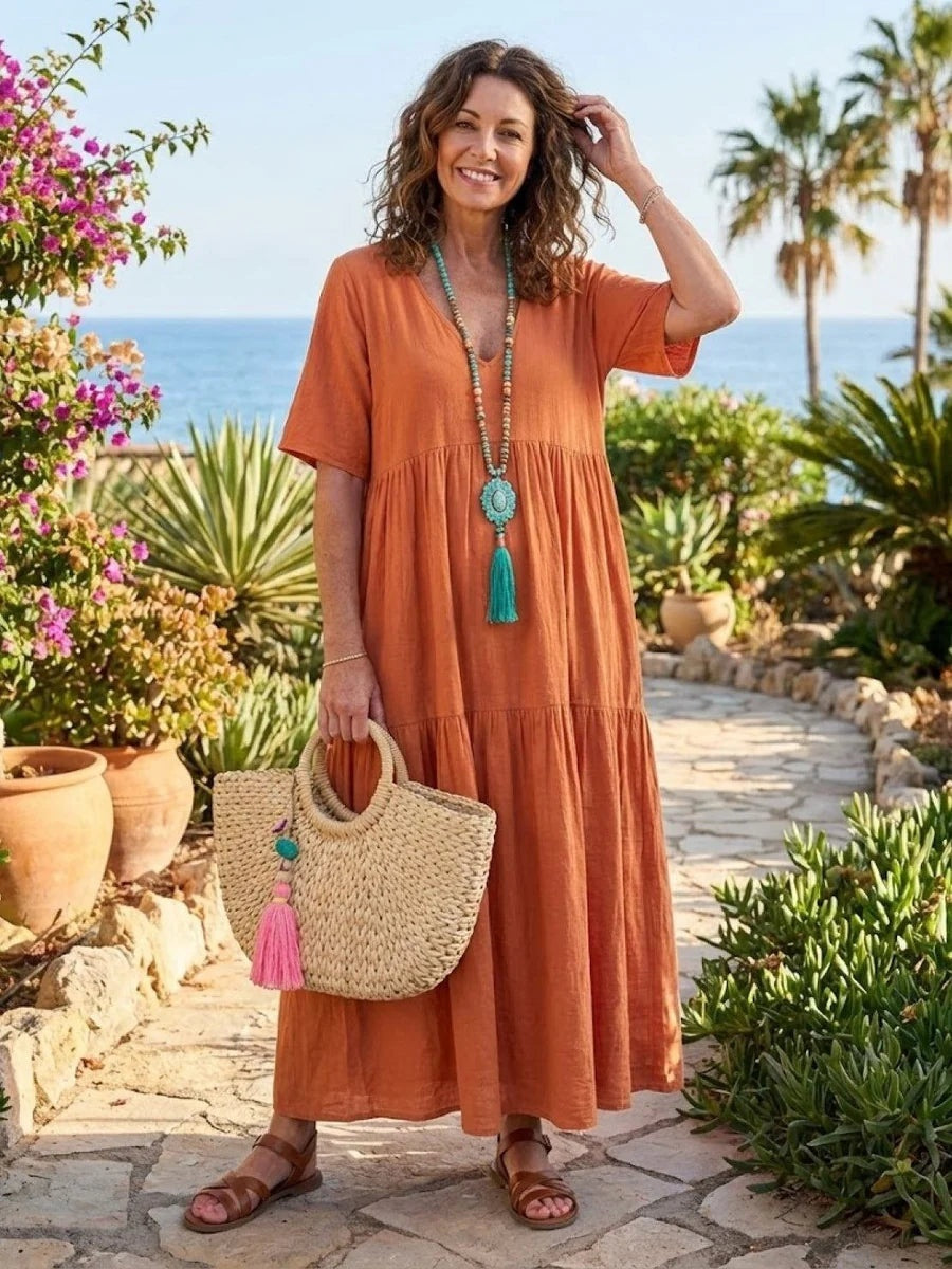 Esperanza | Vestido Largo Fiesta Escote V Volantes