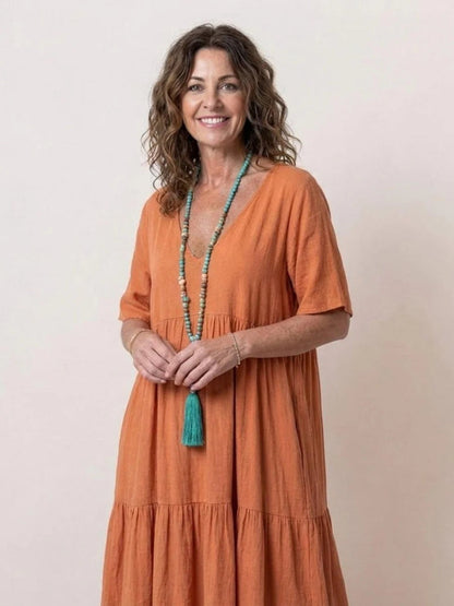 Esperanza | Vestido Largo Fiesta Escote V Volantes