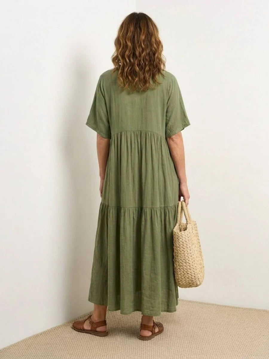 Esperanza | Vestido Largo Fiesta Escote V Volantes