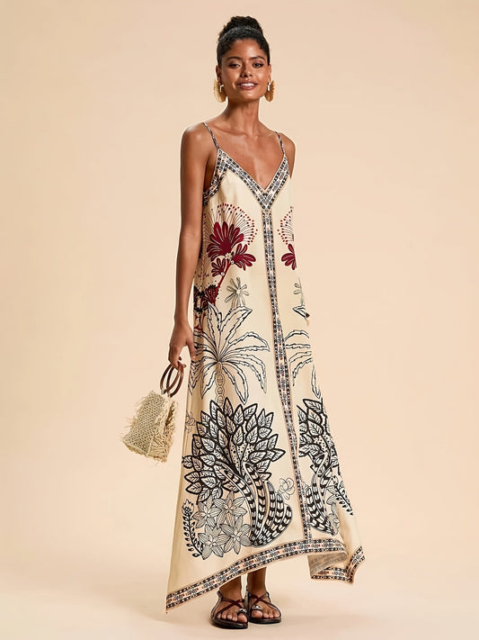 Rocío | Vestido Largo Boho con Estampado Tropical