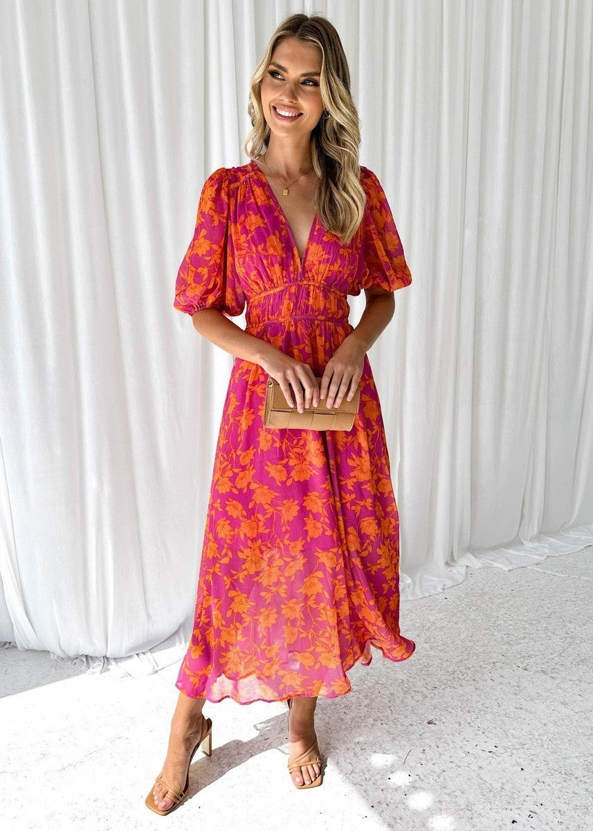 Marisol | Vestido Largo de Invitada de Boda con Estampado Floral