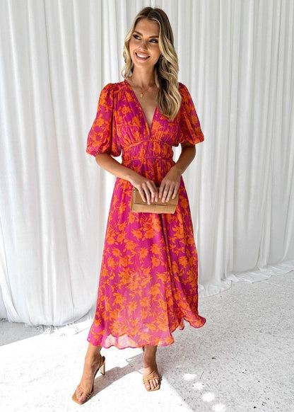 Marisol | Vestido Largo de Invitada de Boda con Estampado Floral