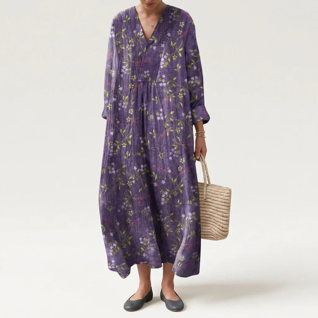 Esther | Vestido Largo Geométrico Patchwork Escote V