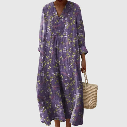 Esther | Vestido Largo Geométrico Patchwork Escote V