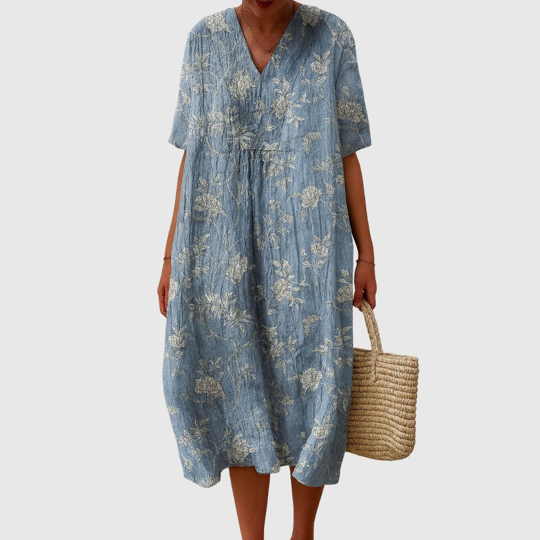 Esther | Vestido Largo Geométrico Patchwork Escote V