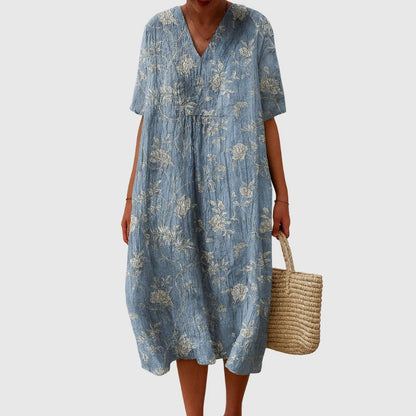 Esther | Vestido Largo Geométrico Patchwork Escote V