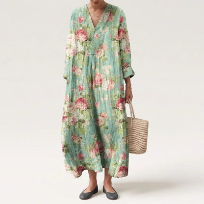 Esther | Vestido Largo Geométrico Patchwork Escote V