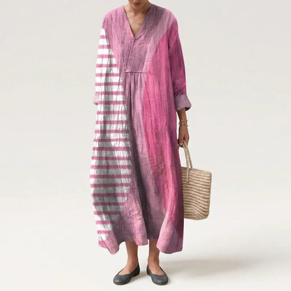 Esther | Vestido Largo Geométrico Patchwork Escote V