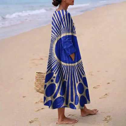 Esther | Vestido Largo Geométrico Patchwork Escote V