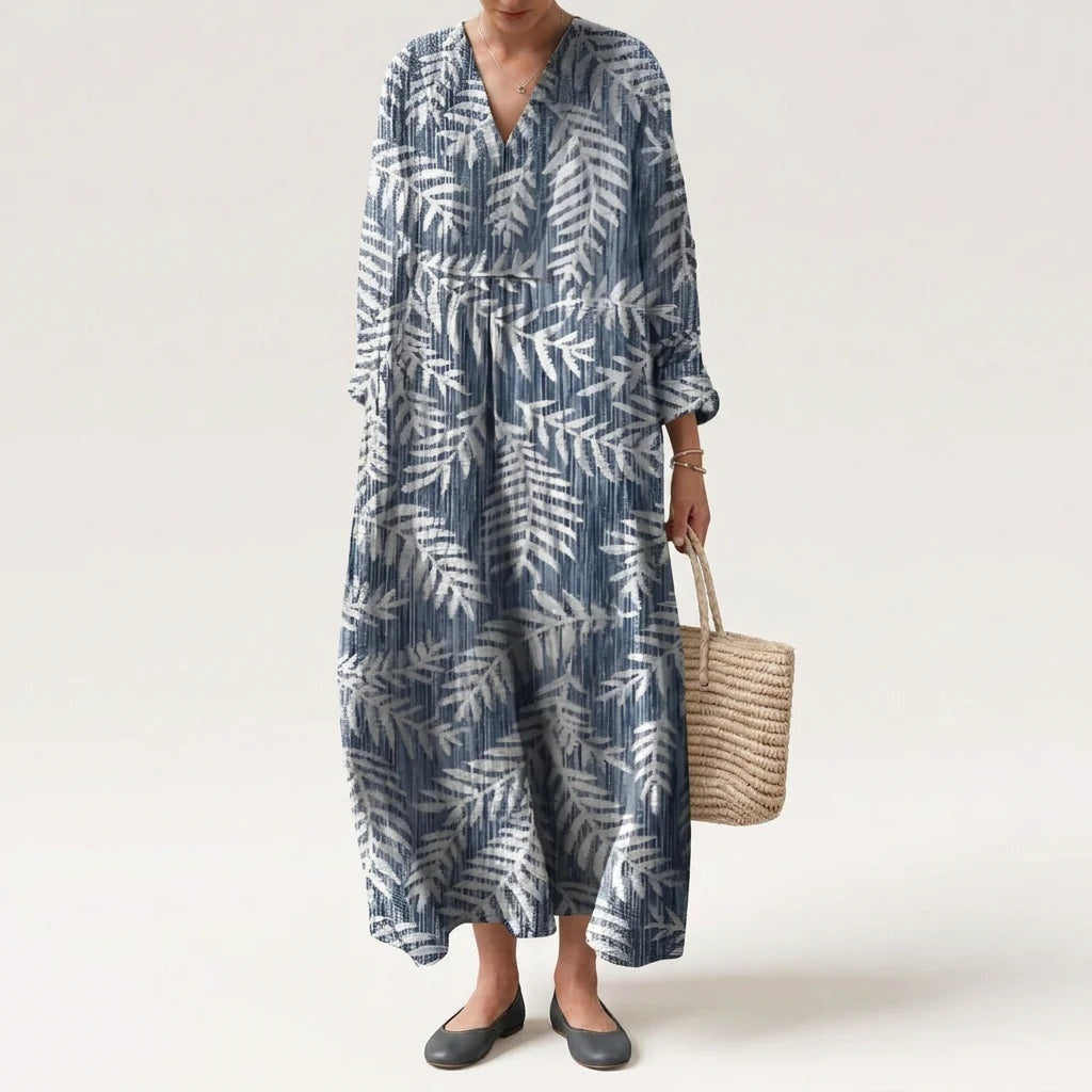 Esther | Vestido Largo Geométrico Patchwork Escote V