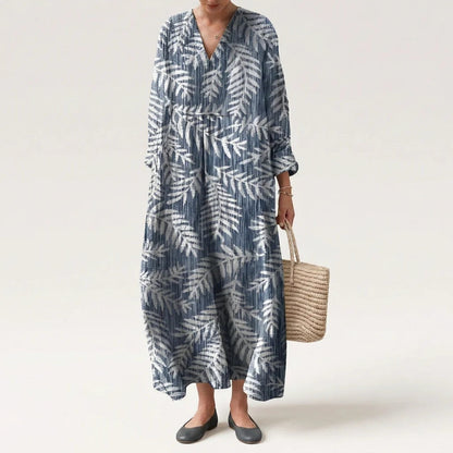 Esther | Vestido Largo Geométrico Patchwork Escote V