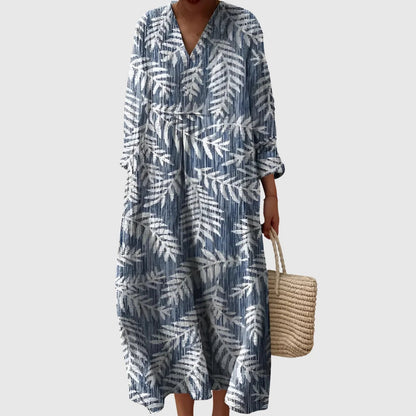 Esther | Vestido Largo Geométrico Patchwork Escote V